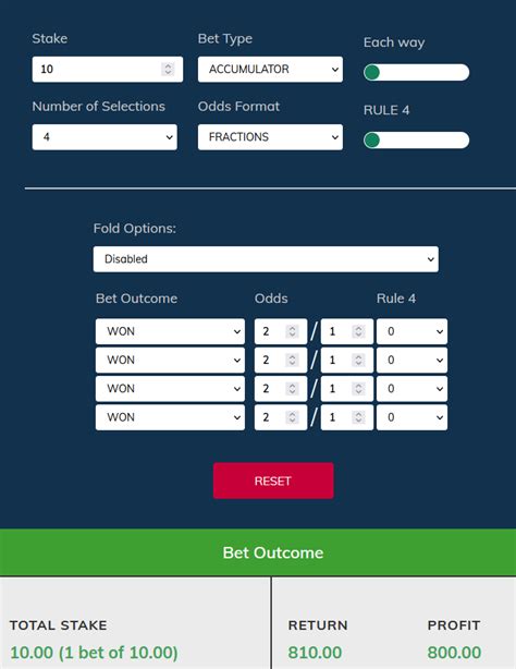 each way acca calculator|accumulator odds calculator.